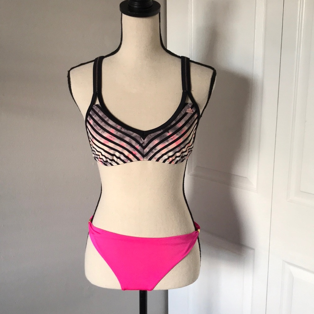 ADIDAS / VICTORIA SECRET Marble Stripes Y Back Top Customized Bikini Set…